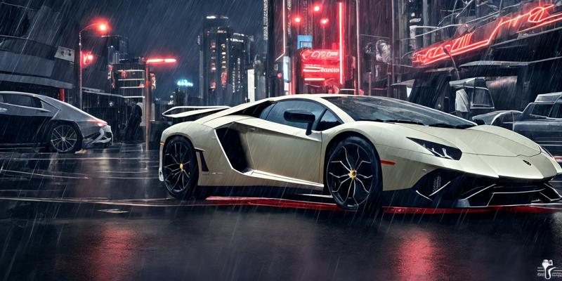 02030-3582312119-Lamborghini poison,masterpiece,Lamborghini car logos,masterpiece, highly detailed photorealistic 8k raw photo,Rainy night, night.png